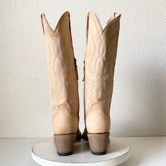 Lane Shoes New Junk Gypsy By Lane Nighthawk Western Boots Sz 8 Bone Cowboy Wedding Snip Toe